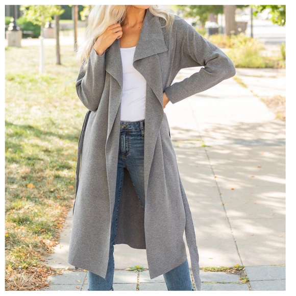 17 Boho Fabulous Ribbed Knit Wide Collar Knit Wrap/Coat - Picture 3 of 6